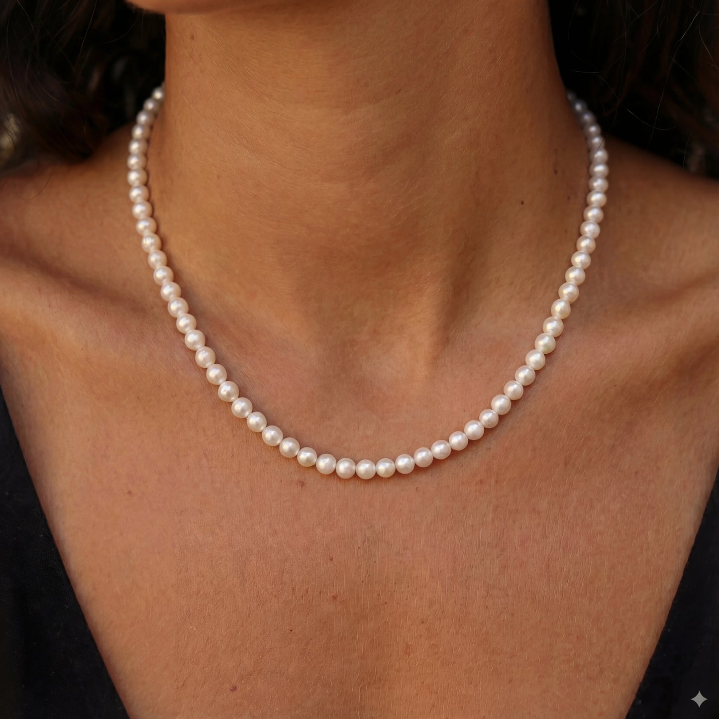 שרשרת פנינים ANNA SILVER מכסף סטרלינג 925 עם פניני מים מתוקים יוקרתיות, בעיצוב אלגנטי מבית Lidi.