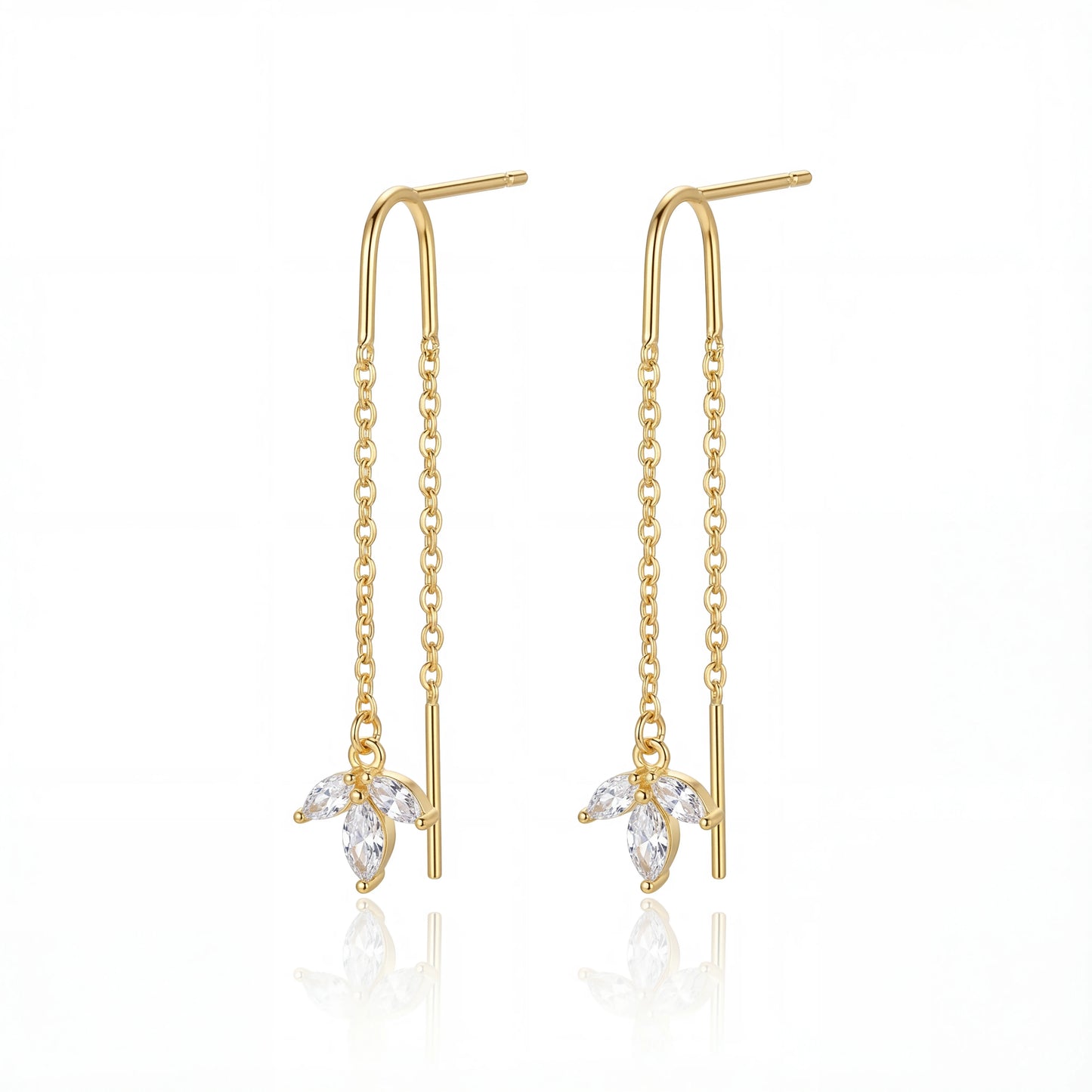 עגילי SARAI EARRINGS יוקרתיים מבית Lidi, בציפוי זהב 2 מיקרון עם תליון זרקון קלאסי נוצץ. עיצוב אלגנטי לכל אירוע.