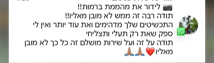ביקורת לקוחה מרוצה על סדנת תכשיטים של לידור דדון - הודעת וואטסאפ 6