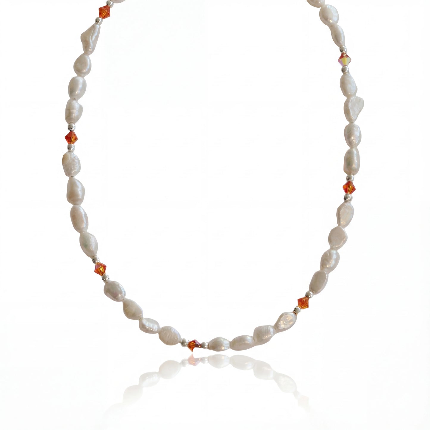 שרשרת ALAMOR APROL כסף 925 עם פניני מים מתוקים וחרוזי סברובסקי כתמתמים, עבודת יד מבית Lidi.