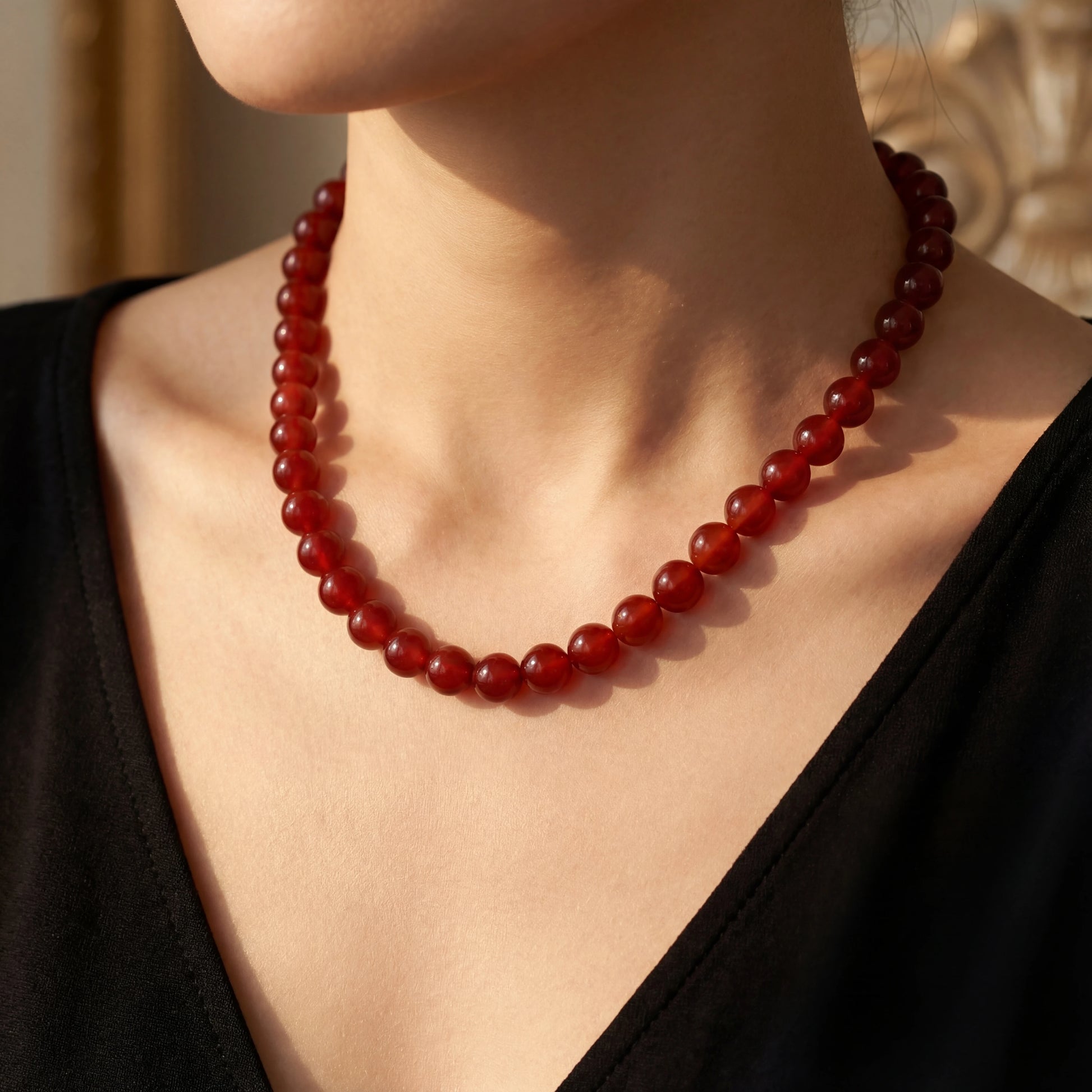 שרשרת צוקר יוקרתית ALEN GOLD מקרנליאן וגולדפילד 14K, עמידה במים, מעניקה מראה קסום.